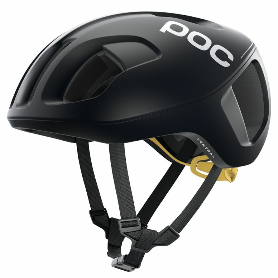 Helmets * | Poc Ventral Spin Road Helmet Uranium Black/Sulfur Yellow Matte Radiant Model