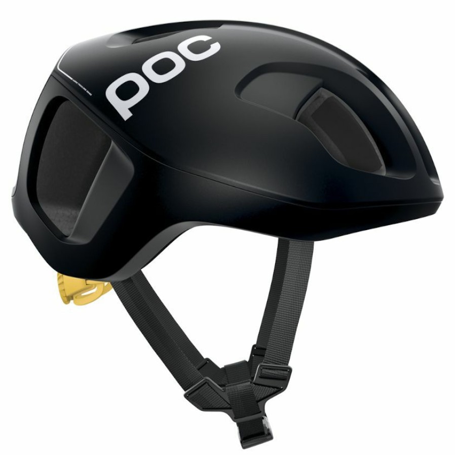 Helmets * | Poc Ventral Spin Road Helmet Uranium Black/Sulfur Yellow Matte Radiant Model