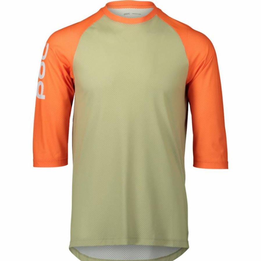 Clothing * | Poc Mtb Pure 3/4 Sleeve Jersey Prehnite Green/Zink Orange Promotions