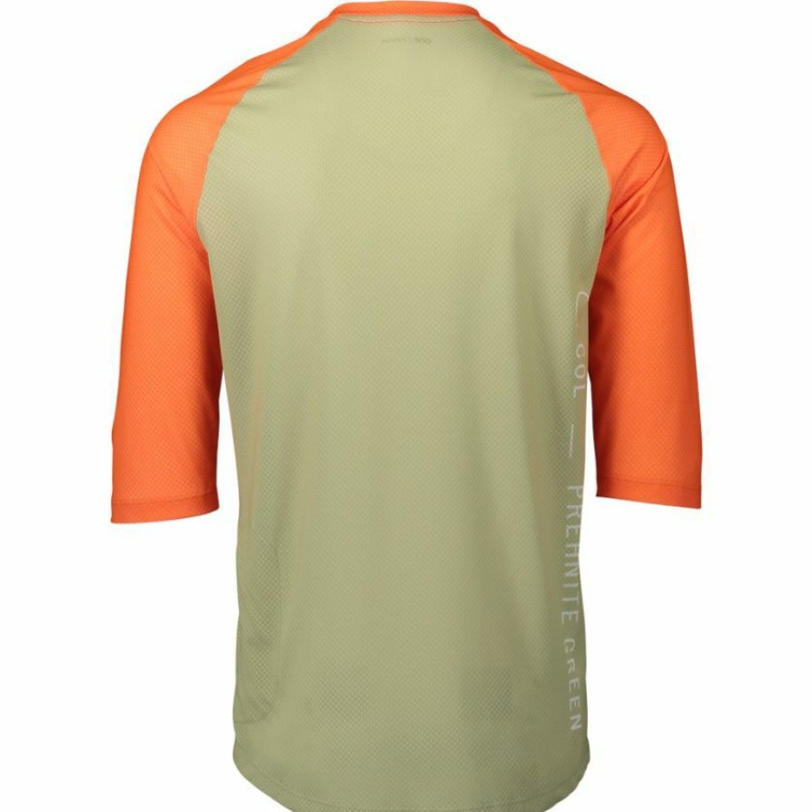 Clothing * | Poc Mtb Pure 3/4 Sleeve Jersey Prehnite Green/Zink Orange Promotions